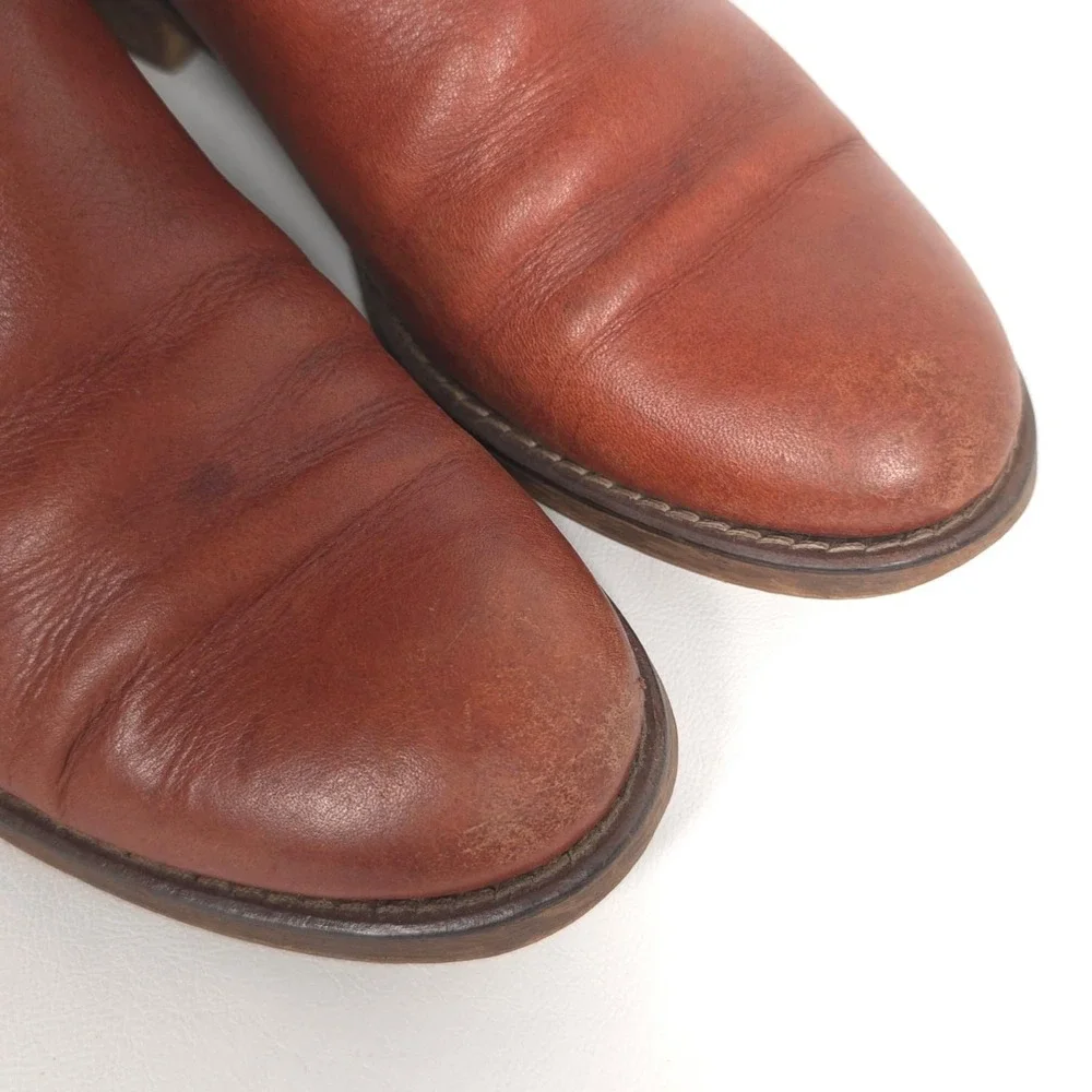 MADEWELL‎ Women's Leather Ankle Boots 7.5 Brown Buckle Strap Low Heel Casual